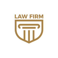Modern Law Firm with Shield Icon Logo Design Template.