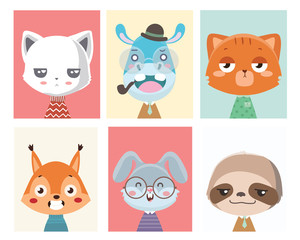 Animal posters for nursery.Can used for greeting cards..