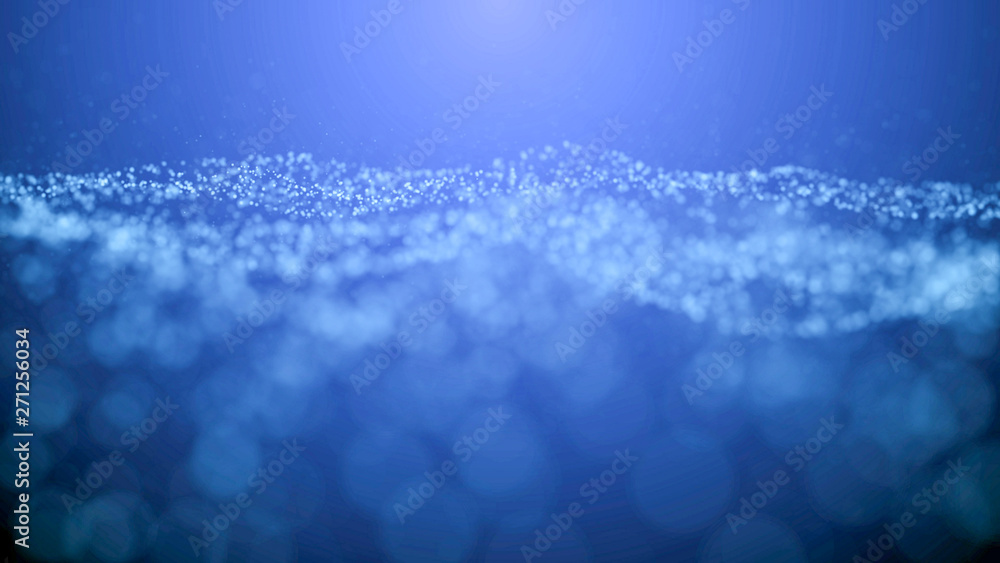 Poster blue particle wave bokeh background and texture