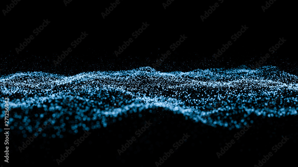 Poster blue particle wave bokeh background and texture
