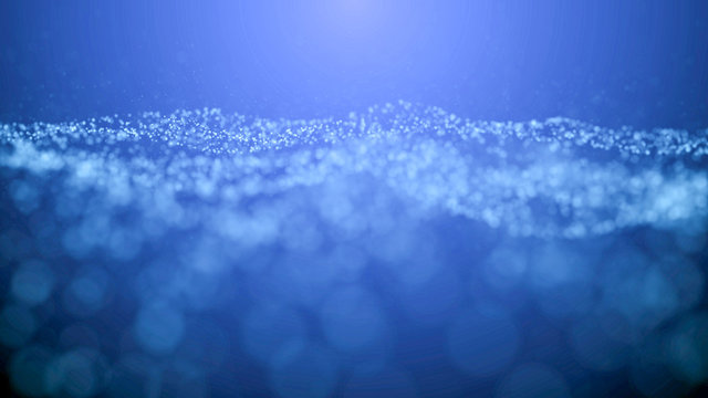 Blue Particle Wave Bokeh Background And Texture