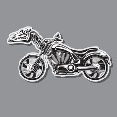 heavy motorcycle with a mechanical horse skull. Vector image.