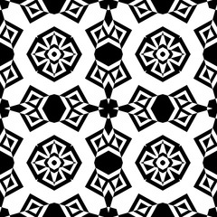 Seamless geometrical black white monochrome pattern