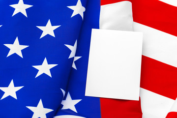 Blank business card with american flag