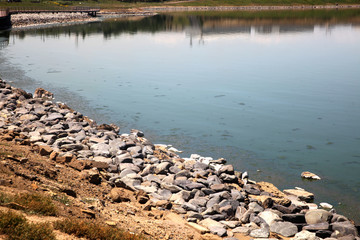 Small rock fragments in the lake