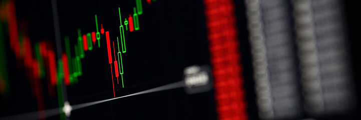 Closeup of international stock market bids graph indicator