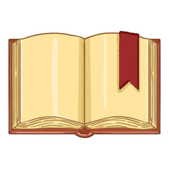 Vector Cartoon Illustration - Open Book With Bookmark