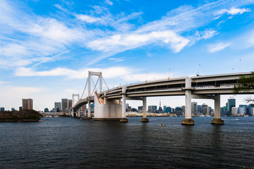 Rainbow bridge in Tokyo, Japan
