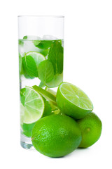 cold fresh lemonade. Isolated on white background with clipping path