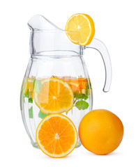 jug of lemonade isolated on white background
