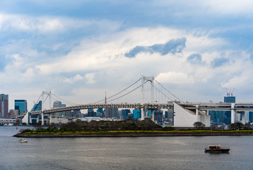 Fototapeta na wymiar Rainbow bridge in Tokyo, Japan