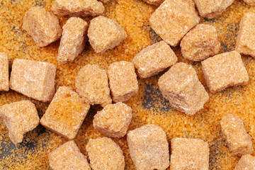 Rock sugar on dark background close up