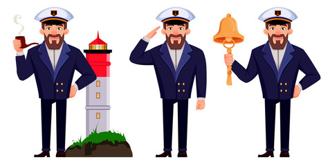 Captain of the ship in professional uniform