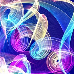 3d illustration of emotion of motion in the space environment, the energy, color and shape. Abstract color dynamic background with lighting effect.