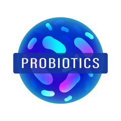 Probiotics Bacteria logo. Immunity Stimulation Medicines icon with Lactobacillus Probiotic Bacteria. Vector concept illustration.