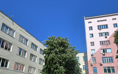 Part of the facade of an industrial building in the production area