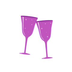 Clinking glasses. Cheers icon. Vector flat illustration.
