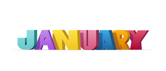 January, colorful text