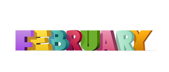 February, colorful text