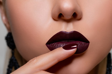lips with red lipstick  