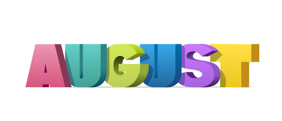 August, colorful text
