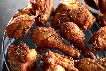 Drumstick fried chicken with seasoning and herb