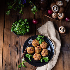 stuffed with minced meat and baked Champignons