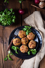 stuffed with minced meat and baked Champignons