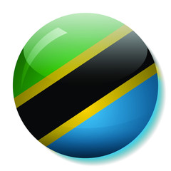 Tanzania's flag glass button vector illustration