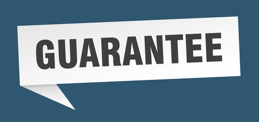 guarantee 3d speech bubble sign