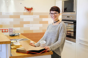 Portrait of woman cooking dessert.