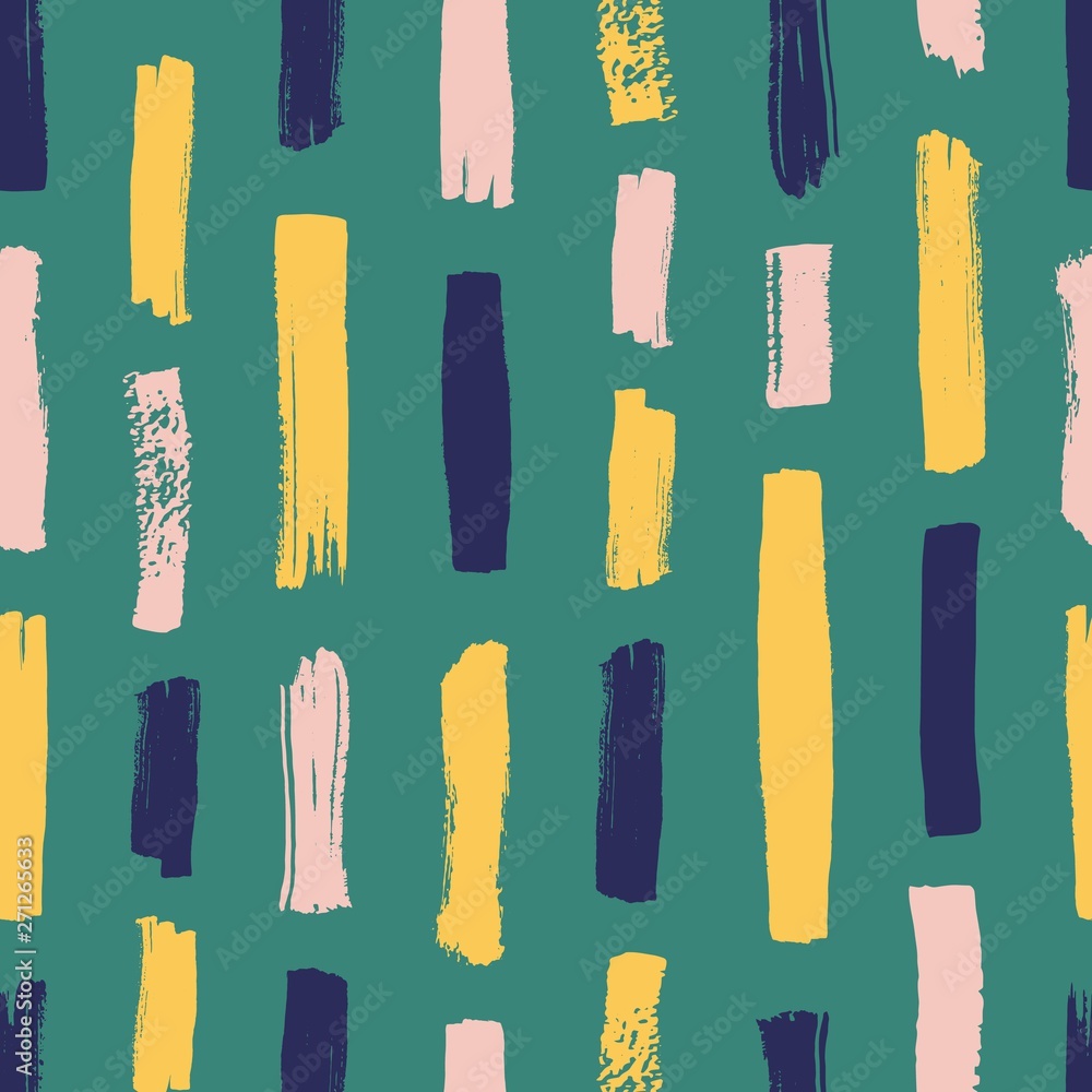 Poster creative seamless pattern with vivid paint traces or smudges on green background. artistic backdrop 