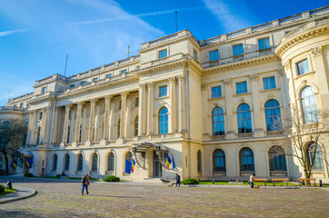 Naklejka premium Beautiful street in Bucharest, Romania.