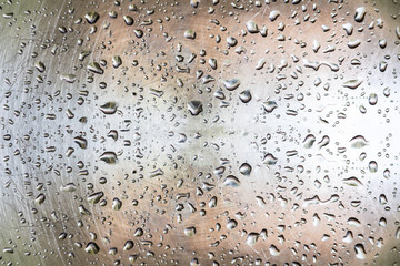 water drops on a metal surface