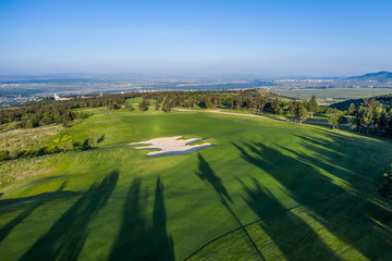 Obraz premium Aerial view of the green golf course in Tbilisi. Georgia. Bird's-eye.