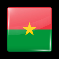 Flag of Burkina Faso. Glossy Icon Square Shape. Vector
