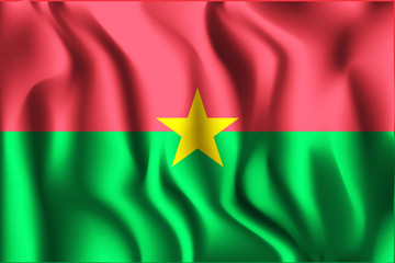 Flag of Burkina Faso. Rectangular Icon. Waving Effect. Vector