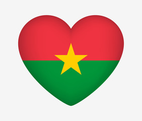Heart Shaped National Flag of Flag of Burkina Faso. I Love My Country. Vector Illustration