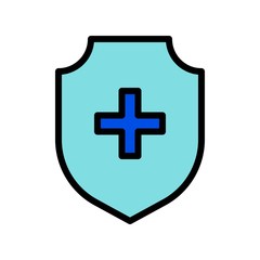Shield with cross vector, Hygiene filled icon editable stroke