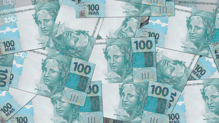 Brazil BRL banknote as background wallpaper using100 Real one Hundred Reais - Image