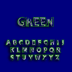 Green neon alphabet fonts. neon vector illustration. CMYK neon color mode. Green neon lighting. Candy color neon alphabet. 
