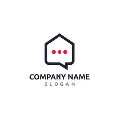 home chat bubble logo design template