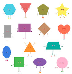 Sticker pack set of geometric figures emoji smiles