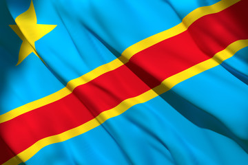 3d rendering of Democratic Republic of Congo flag