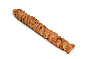 Bread slices isolated on white.