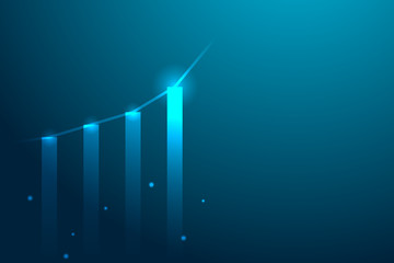 Chart on blue background, copy space composition.