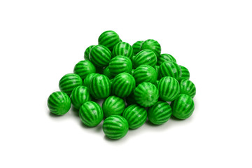 Fototapeta na wymiar Green chewing gum isolated on white background.