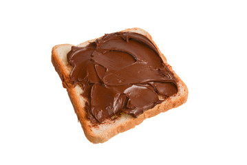 Сhocolate paste sandwich isolated on white background.