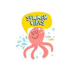 Funny octopus and text for kids