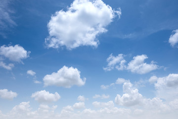 Naklejka na ściany i meble Beautiful white clouds with blue sky.Color shade gradient from white to blue for background wallpaper.